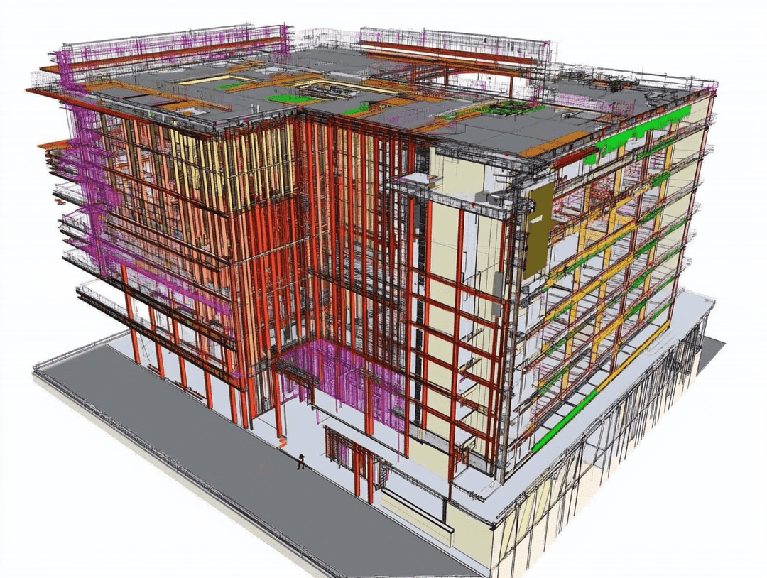 Point cloud converted into a BIM wireframe model